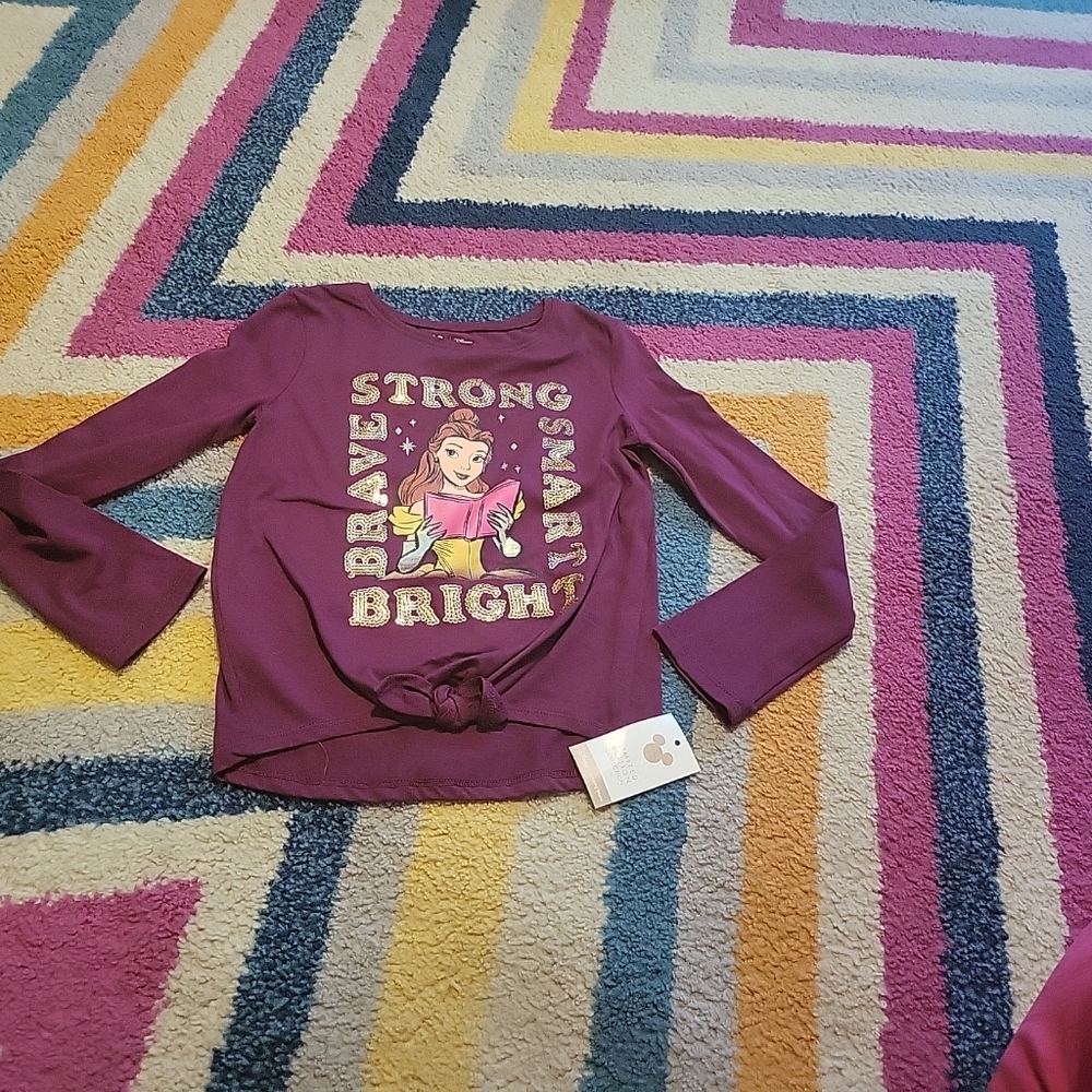 NWT Girls 6X Disney Jumping Beans Beauty & Beast Belle Long Sleeve Shirt